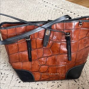 Dooney & Bourke Croc-Embossed Brown and Black Tote